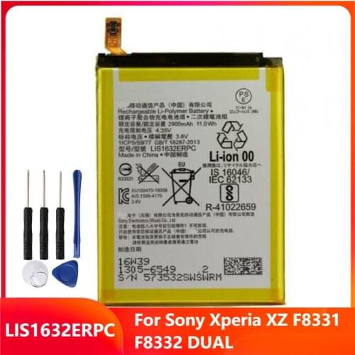 Original Replacement Phone Battery LIS1632ERPC For Sony Xperia XZ F8331 F8332 DUAL 2900mAh With Free Tools