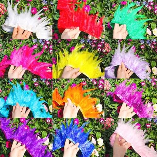 Chicken Feathers Trims Coque Feather Trim Ribbon 10-15CM Feathers for Crafts Plume Decoration Plumas Carnaval DIY Feather Boa
