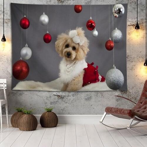Christmas Cat Dog Wall Hanging Tapestry Boho Decoration Home Decor Tapestries Custom Logo For Party Festival Gifts Wall Carpet