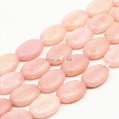 13x18mm Pink Chalcedony Stone Oval Crystal Accessories Crafts Loose Beads DIY Jewelry Making Design 15inch For Women Girls Gifts