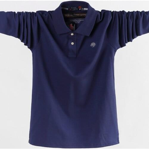 Full Cotton loose Polo shirt men casual business lapel polo shirt brand long sleeve high quality plus size M-6XL