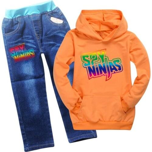 SPY Ninjas 3-16 Years Fashion Childrens Clothing Boys Suits 2 PCS autumn Baby Boy Clothes Set 1 PCS Cotton Hoodie Tops+Jeans