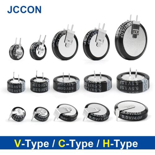 5.5V Super Capacitor 0.1F 0.22F 0.33F 0.47F 0.68F 1F 1.5F 4.0F Super Farad Capacitor H-Type V-Type C-Type Button Capacitance