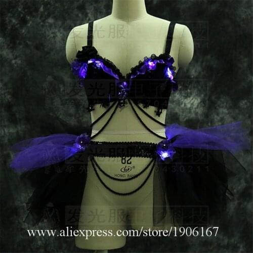 Led Luminous Sexy Lady Evening Party Dress Women Stage Performance Costumes Light Up Nightclub Bar Halloween Christmas Clothes