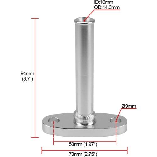 Extended Aluminum Turbo Oil Drain Return Flange Kit With 5/8" Hose Barb m8 Holes Bolt Spacing 51mm Yc101623