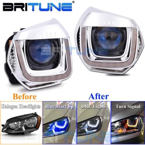 High Configuration Retrofit Kit Parts For 2013 VW Golf 7 Headlight Original Upgrade LED DRL Use Hella 3r G5 Q5 Projector Lens