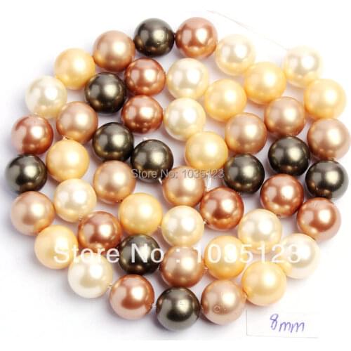 High Quality 8mm Pretty Multicolor Shell Round Shape Loose Beads Strand 15" DIY Creative Jewellery Making w139
