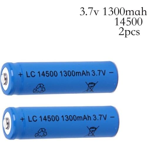 Superior Quality 14500 battery 3.7V 1300mAh rechargeable li-ion battery for Led flashlight batery litio battery Newest 2pcs/lot