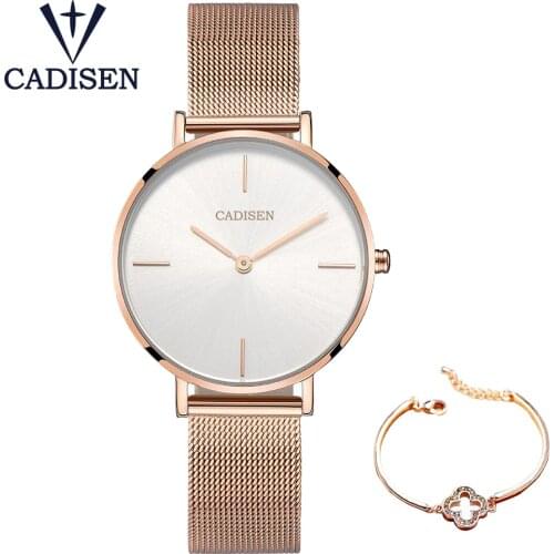 CADISEN Women Watch Set Top Brand Luxury Rose Gold Women Bracelet Watch For Ladies Wrist Watch Montre Femme Relogio Feminino