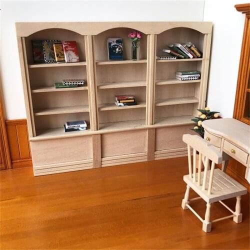 1/12 Doll House Furniture toy for dolls Mini wooden Study Decoration Bookcase Dollhouse accessories toys for girls
