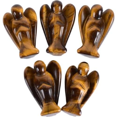 1 pcs Tiger Eye Angel Figurines Miniatures Natural Stone Angel Craft Dream Catcher Statue Chakra Healing vintage Home Decor