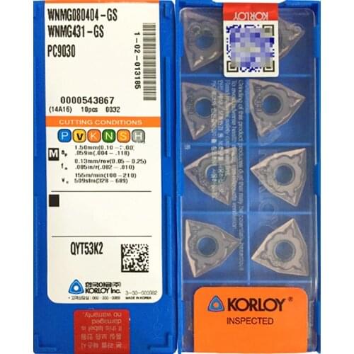 100% original WNMG080404-GS WNMG080408-GS PC9030 50pcs KORLOY Carbide insert Processing: stainless steel