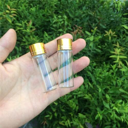 100 pcs 22x65 mm 14 ml Spiral Mouth Glass Bottles With Golden Plastic Cap Essential Oil Spice Glass Vials