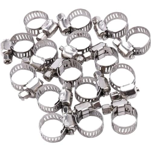 16 Pcs Stainless Steel Adjustable Car Fuel Hose Clamp Pipe Sealing Clip 6-12 Mm