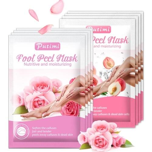 2Pair Rose/Peach Foot Peel Mask Whitening Remove Dead Skin Care Smooth Exfoliating Foot Mask for Legs Spa Socks for Pedicure