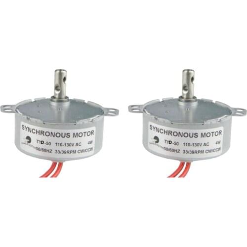CHANCS Slow Speed Electric TYD-50 110V AC 33-39RPM CW/CCW Permanent Magnet Synchronou Electric Motor 2PCS