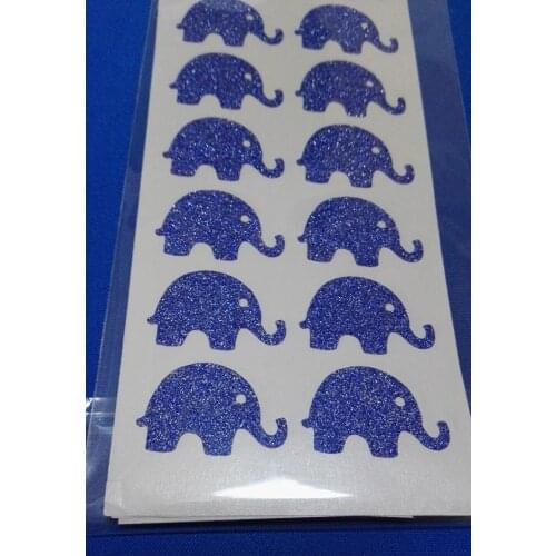 3.1x2cm Elephant Royal Blue glitter sticker label