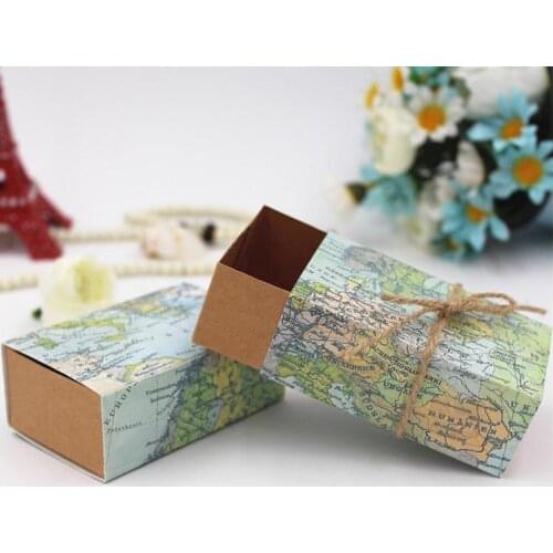 3000pcs Wedding Candy Box for Guests World Map Kraft Paper Gift Bag Wedding Favors and Gifts Event Party Supplies SN1922