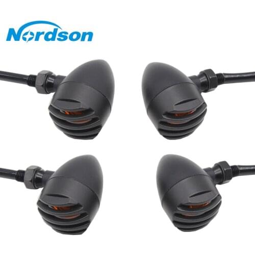 4 pcs Black Bullet Grill Motorcycle Turn Signal Light Indicator Universal Fits For Honda Yamaha Harley Sportster 883 1200 XL