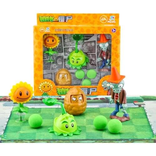 4pcs/lot Plants vs Zombie Figure Toys SunFlower Wall-nut Cabbage-pult CONEHEAD ZOMBIE Ejection Game Toy Gift for Kids No Box