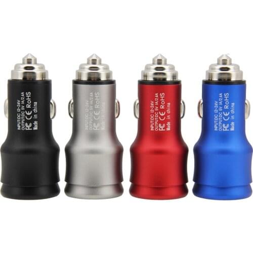 Mini Car Charger 2.4A Dual USB Fast Charging Universal Mobile Phone in Car Charge Tablet GPS For iPhone 11 Xiaomi Samsung 100pcs