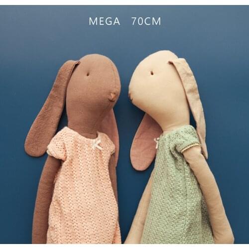 Large 70cm Dressed Bunny Cloth Toys Baby Sleep Bed mate Doll with removable Dress Handmade Cotton Linen Africa Rabbit Soft Toys