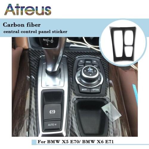 For BMW X5 E70 2008-2013 BMW X6 E71 2009-2014 Carbon Fiber Stickers Decorative Cover trim Strip for Car Control Gear Shift Panel