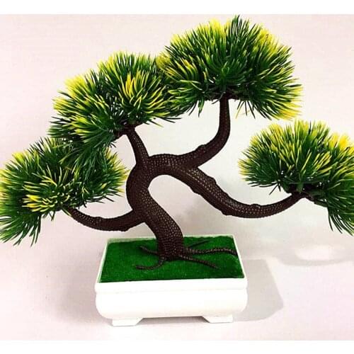 Ganoderma Tree Lotus Pine Tree Simulation Flower Artificial Plant Bonsai Fake Green Pot Plants Ornaments Home Decor Craft