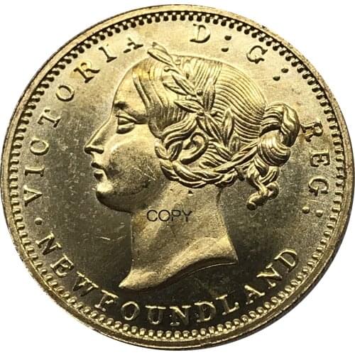 Canadian Provinces Newfoundland 1872 Two 2 Dollar Metal Brass Gold Coin Collectible Souvenir China casting Replica Coins