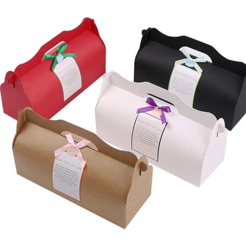 Cake Roll Box Portable Cupcake Pudding Cup Baking Box Packing Box Cookies Bag Baking Oil-proof Takeaway Blank Food Packaging Box