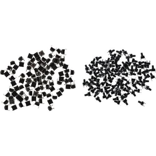LBER 200 Pcs PCB Momentary Tactile Tact Push Button Switch 4 Pin DIP, 6X6X9.5mm & 6X6X4.5mm