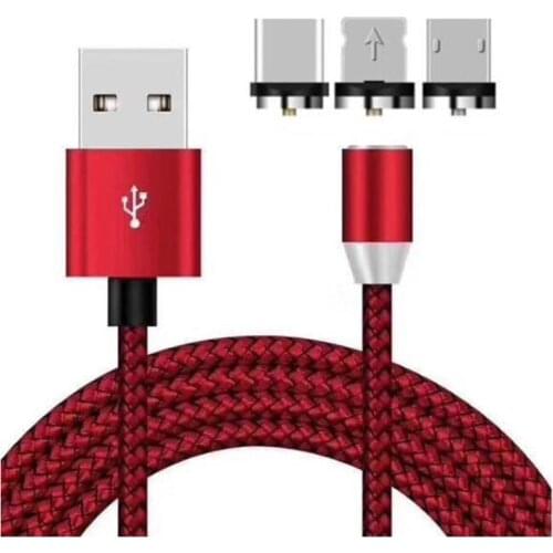 100pcs/lot LED Fast Magnet Charger Cable 8 Pin Micro USB Type C For Phone X 7 8 6 Xiao mi 3 in 1 Magnetic Charging Cables