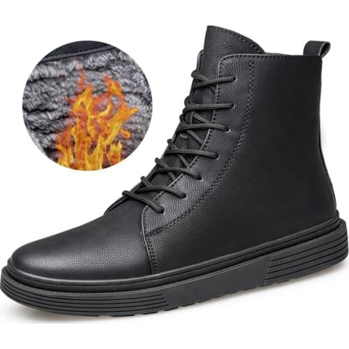 High Boots Men Genuine Leather Spring / Winter Warm Motorcycle Boots Winter Snow Warm Boots