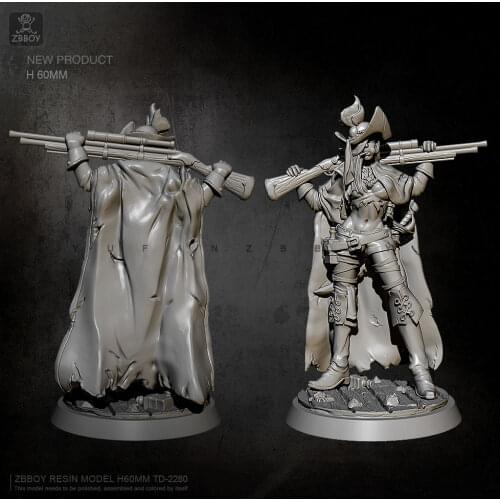 60mm Resin Figure Kits Pirate Musketeer Model Self-assembeld TD-2280
