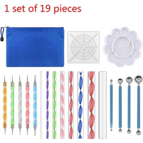 19PCS Mandala Dotting Tools Set Pen Dotting Tools Mandala Stencil Ball Stylus Paint Tray for Painting Rocks, Coloring, Drawing a