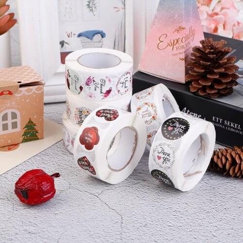 500Pcs/roll Kraft Thank you sealing stickers decorated with self adhesive baking sealing paste Stationery Sticker