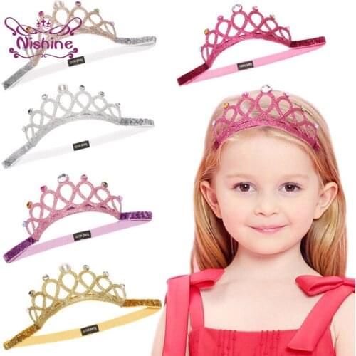Nishine Shining Crown Elastic Princess Hairband DIY Toddler Stage Costume Decoration Headband Baby Headwear Photography Props
