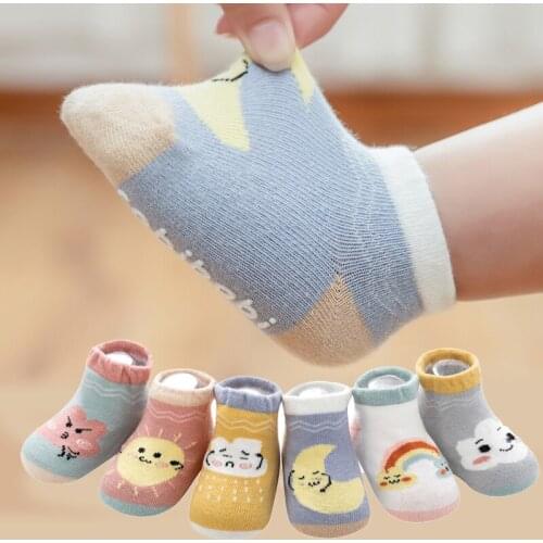 Newborn Infant Anti Slip Cotton Socks Toddler Boys Girls Children Spring Summer Cute Cartoon Rainbow Short Sock Baby Accessories
