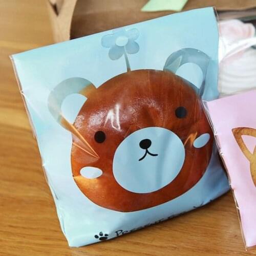 NEW Cute Blue bear Self Adhesive Seal bakery bread plastic bag ,gift bags, plastic bags 10x15cm 300pcs/lot