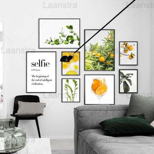 Orange Restaurant Decoration Fresh Fruit Home Decor Kitchen Green Leaves Posters and Prints Wall Picture for Living Room Nature