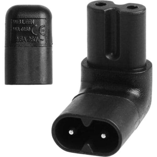 IEC 320 2-Pin C7 Female To C8 Male Right Angled AC Power Adapter Converter