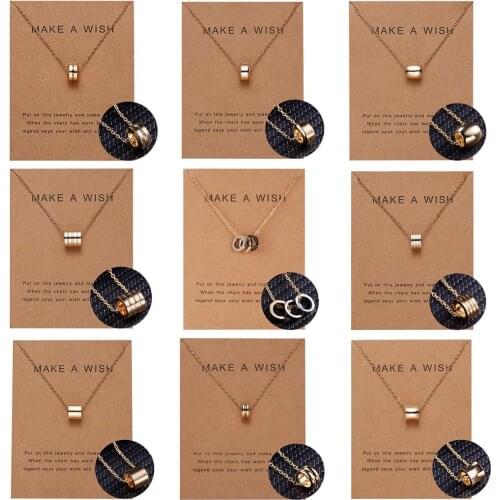 Rinhoo New Arrival Geometric Circle Hollow Necklace Gold Color Couple Necelace Women Fashion Jewelry Accessories With Wish Card