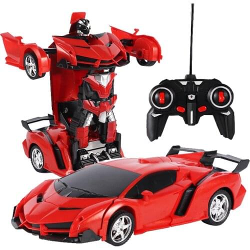 TYRC 2021 New RC Car One Key Deformation Robot Sports Car Model Robot Toy One Key Rotation Dancing Cool Deformation Car