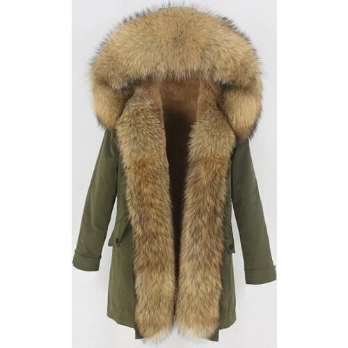 2020 Waterproof Parka Winter Jacket Women Real Fur Coat Natural Raccoon Fur Collar Hood Thick Warm Outerwear Streetwear Bomber