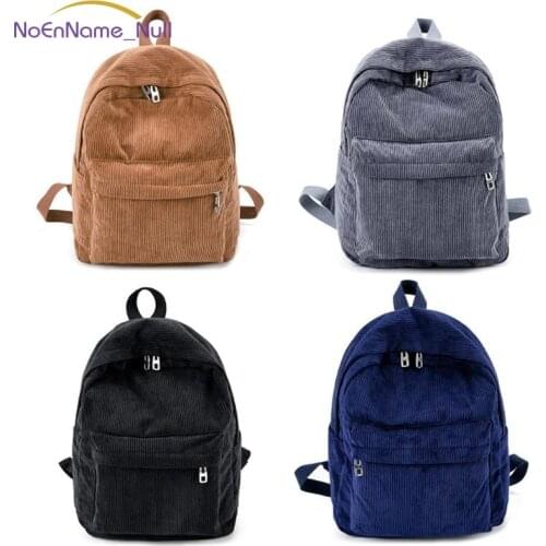 Women Vintage Rucksack Corduroy Backpack School Bag Casual Computer Bookbag JUL29