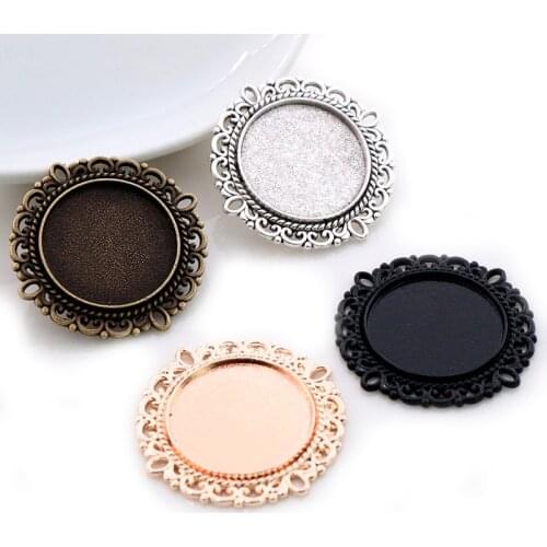 10pcs 20mm Inner Size Antique Silver Plated Bronze Rose Gold Black Classic Style Cabochon Base Setting Charms Pendant