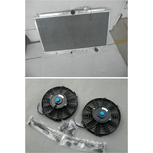Aluminum Radiator & 2*FAN Fits For Honda Prelude 2.2 VTi VTi-S MT With Cap 2 Row 1996-2001 1996 1997 1998 1999 2000 2001
