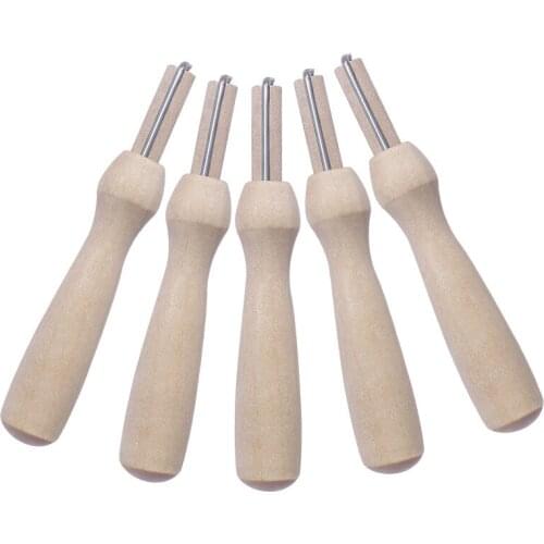 5pcs Wool Felt Fabric Tools Felting Stamping Wooden Handle Holder Poking Felt Accessories Handcraft Portable Diy Package Sewing