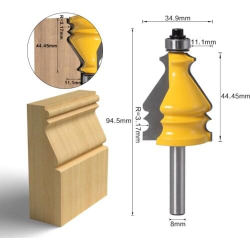 8mm Shank Molding Handdrail Router Bit Architectural Groving Cutter For Woodwork