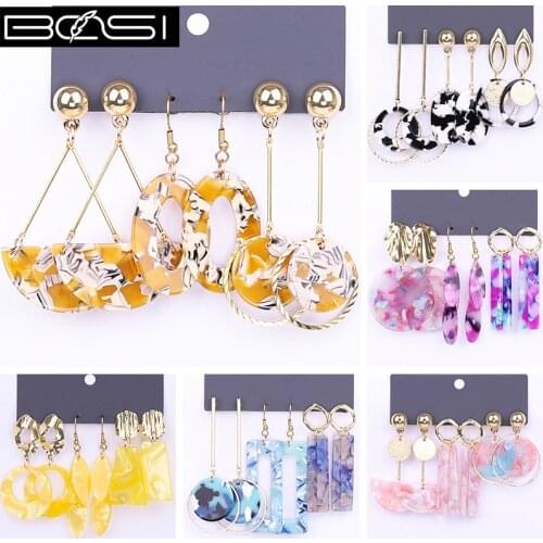 BOSI acrylic set earrings fashion jewelry drop earrings set Women minimalist long earrings simple earring girls wholesale resin